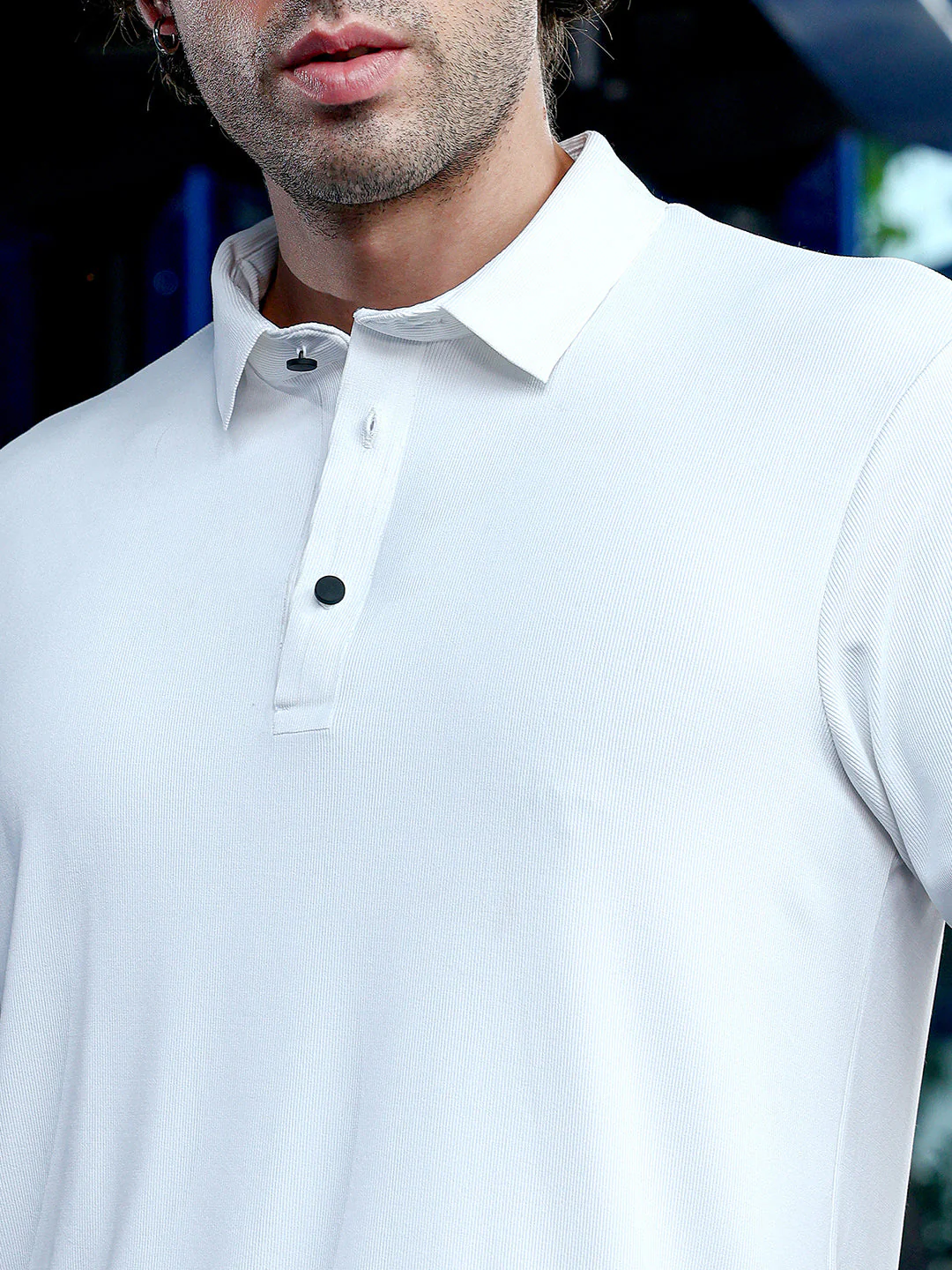 Seamless Ribbed Polo T-Shirt - Image 7
