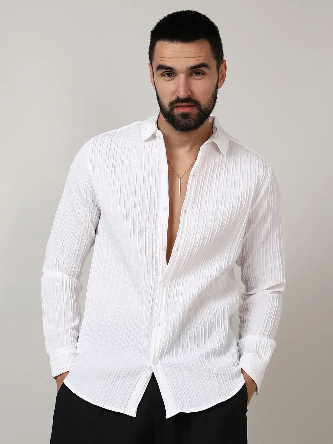 Self-Design Striped Shirt - Image 3