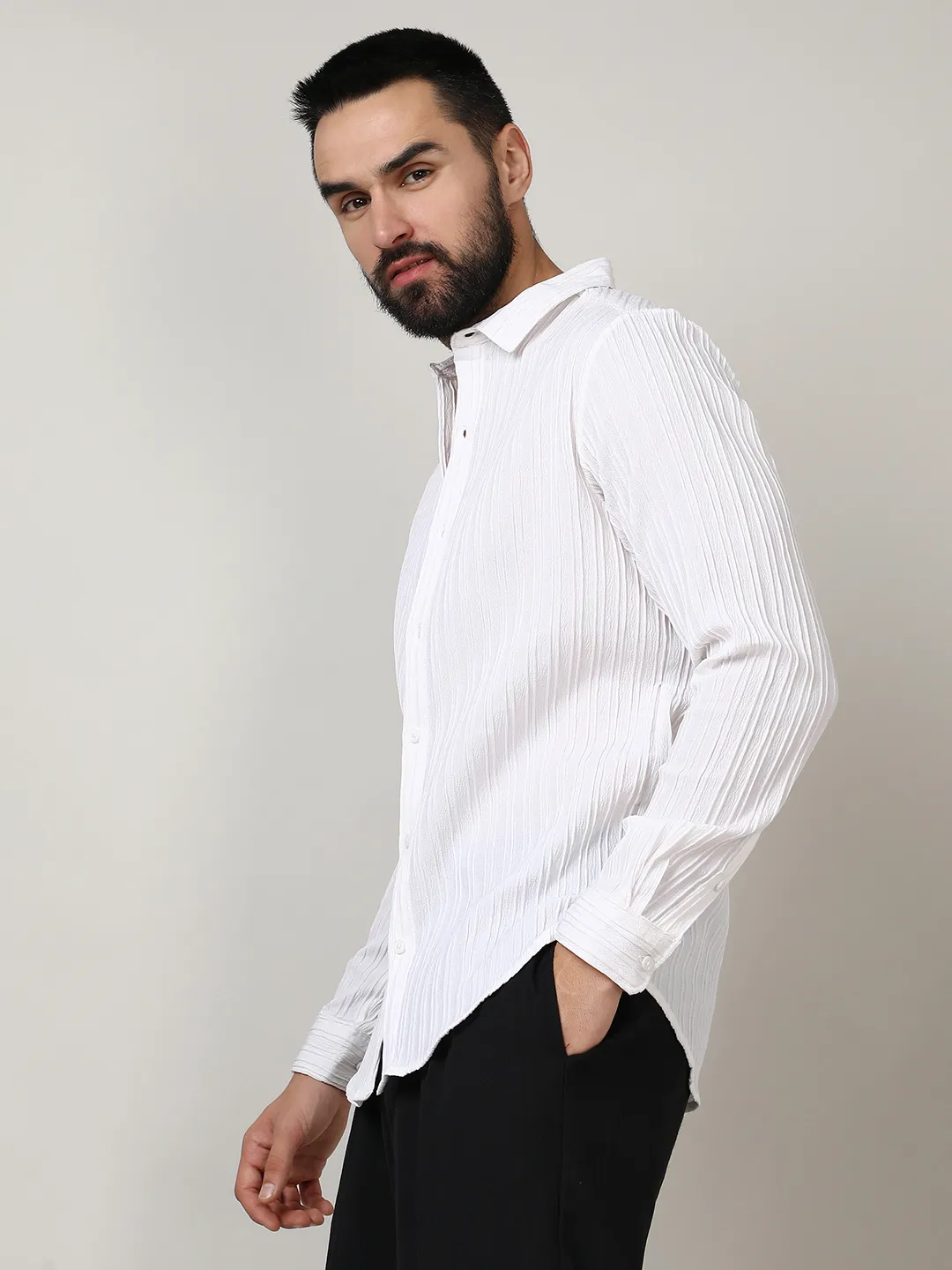 Self-Design Striped Shirt - Image 4