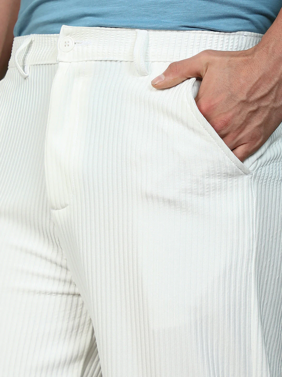 Tactile-Striped Straight Trousers - Image 7