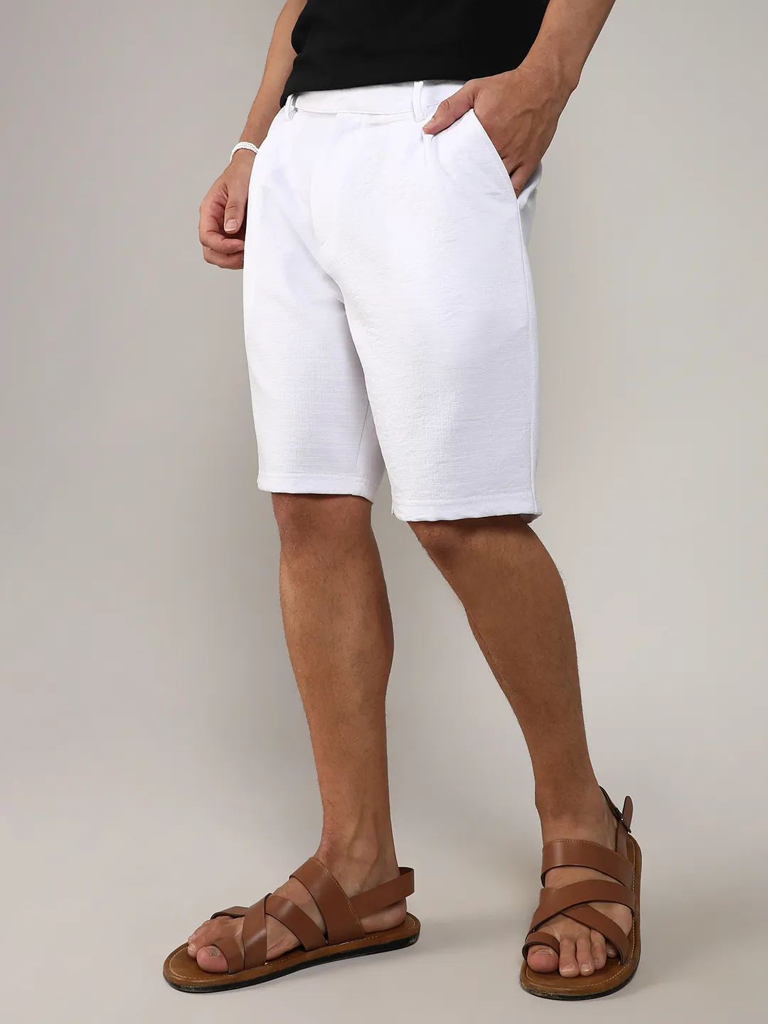 Tailored Poly-Linen Shorts - Image 2