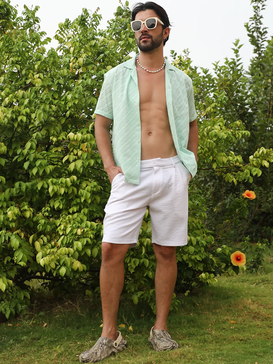 Tailored Poly-Linen Shorts - Image 5
