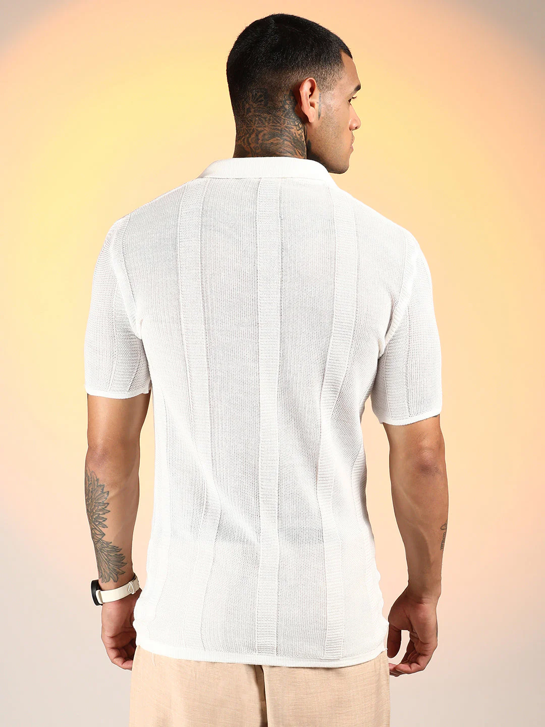 Unbalanced-Knit Polo T-Shirt - Image 5