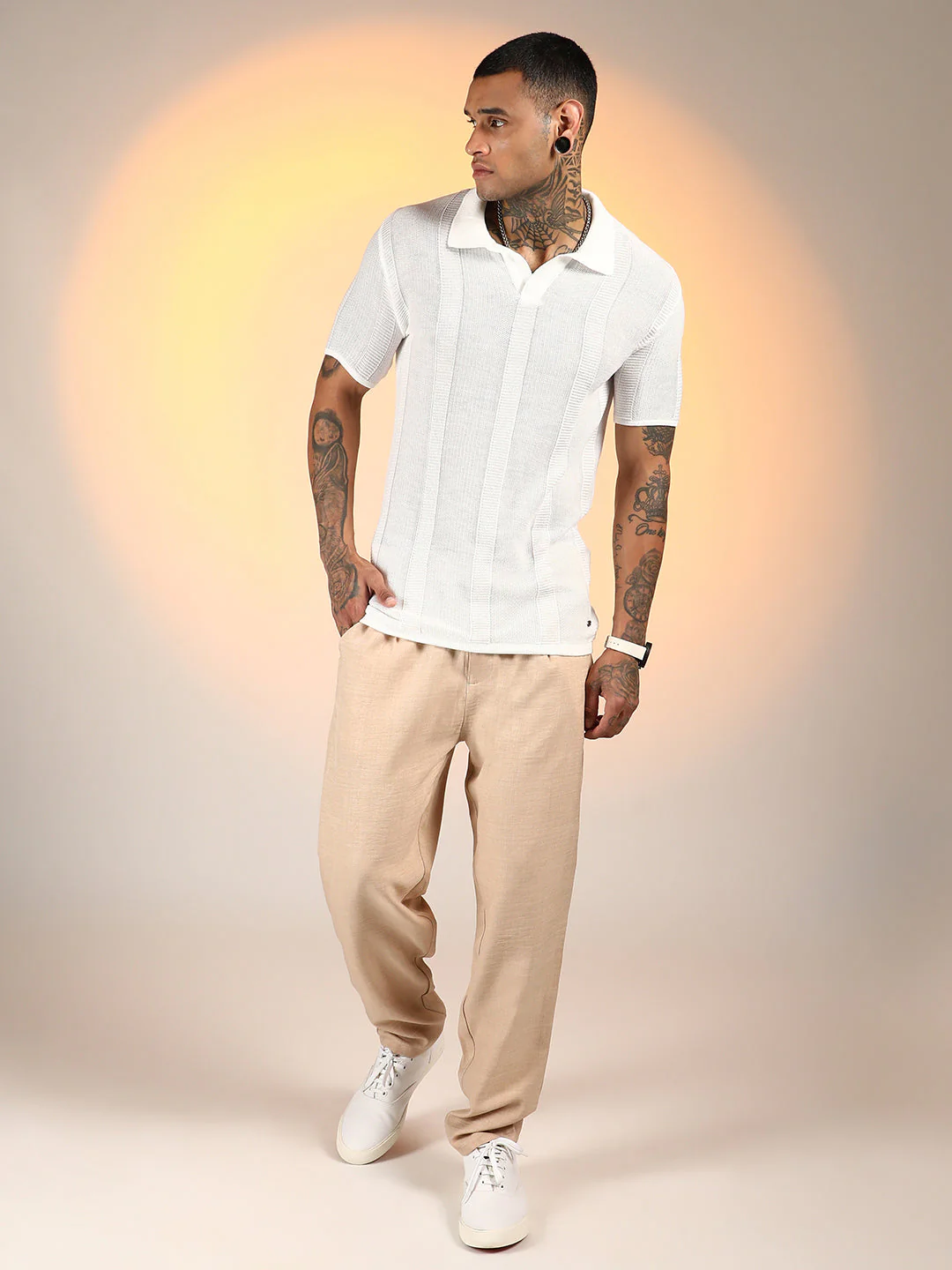 Unbalanced-Knit Polo T-Shirt - Image 6