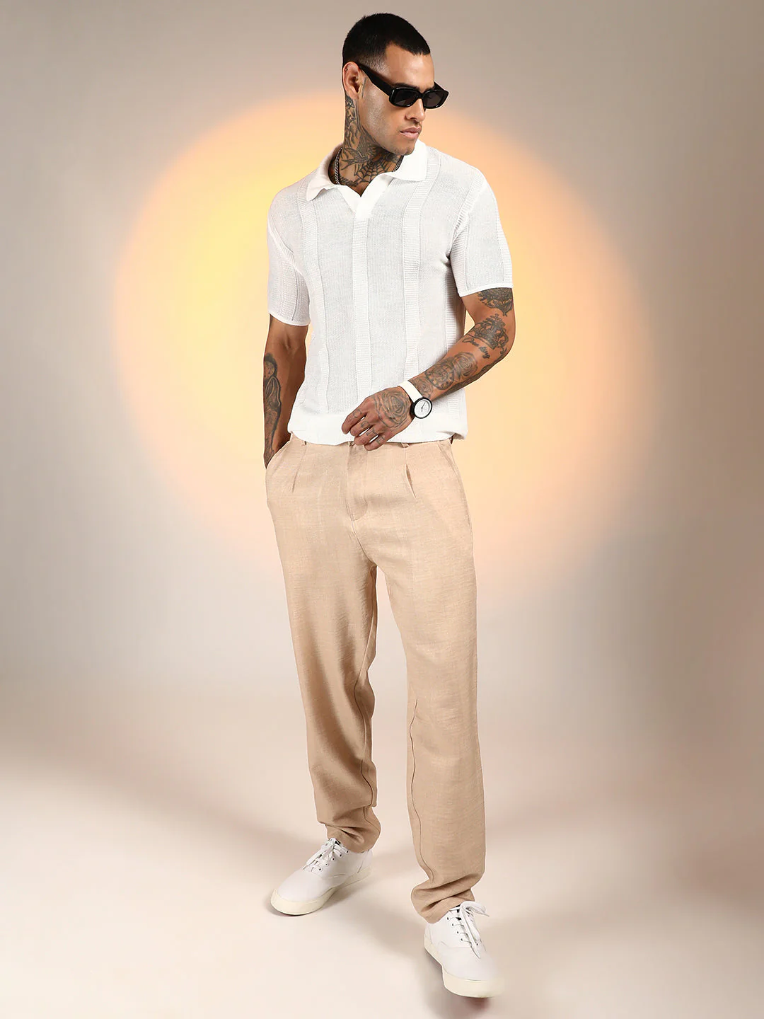 Unbalanced-Knit Polo T-Shirt - Image 7