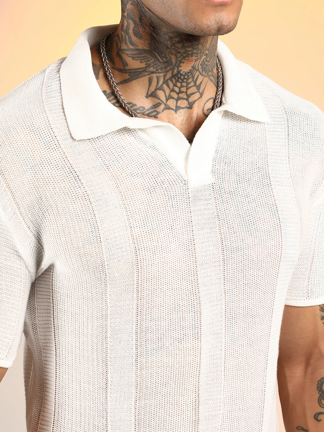 Unbalanced-Knit Polo T-Shirt - Image 8