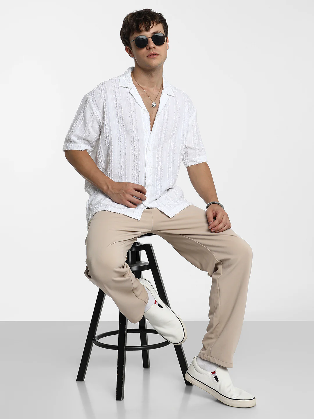 Unhemmed Striped Oversized Shirt - Image 13