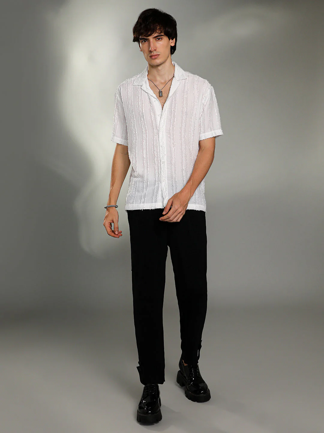 Unhemmed Striped Oversized Shirt - Image 5
