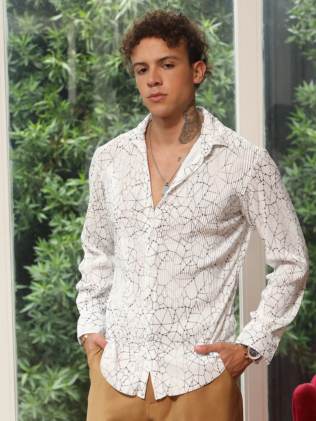 Veined-Pleated Shirt - Image 3