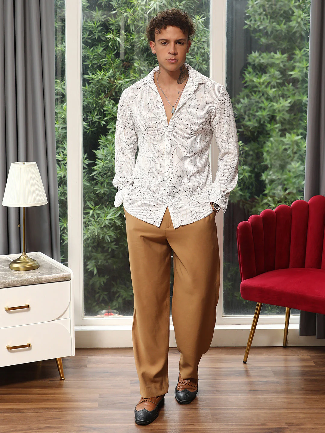 Veined-Pleated Shirt - Image 5