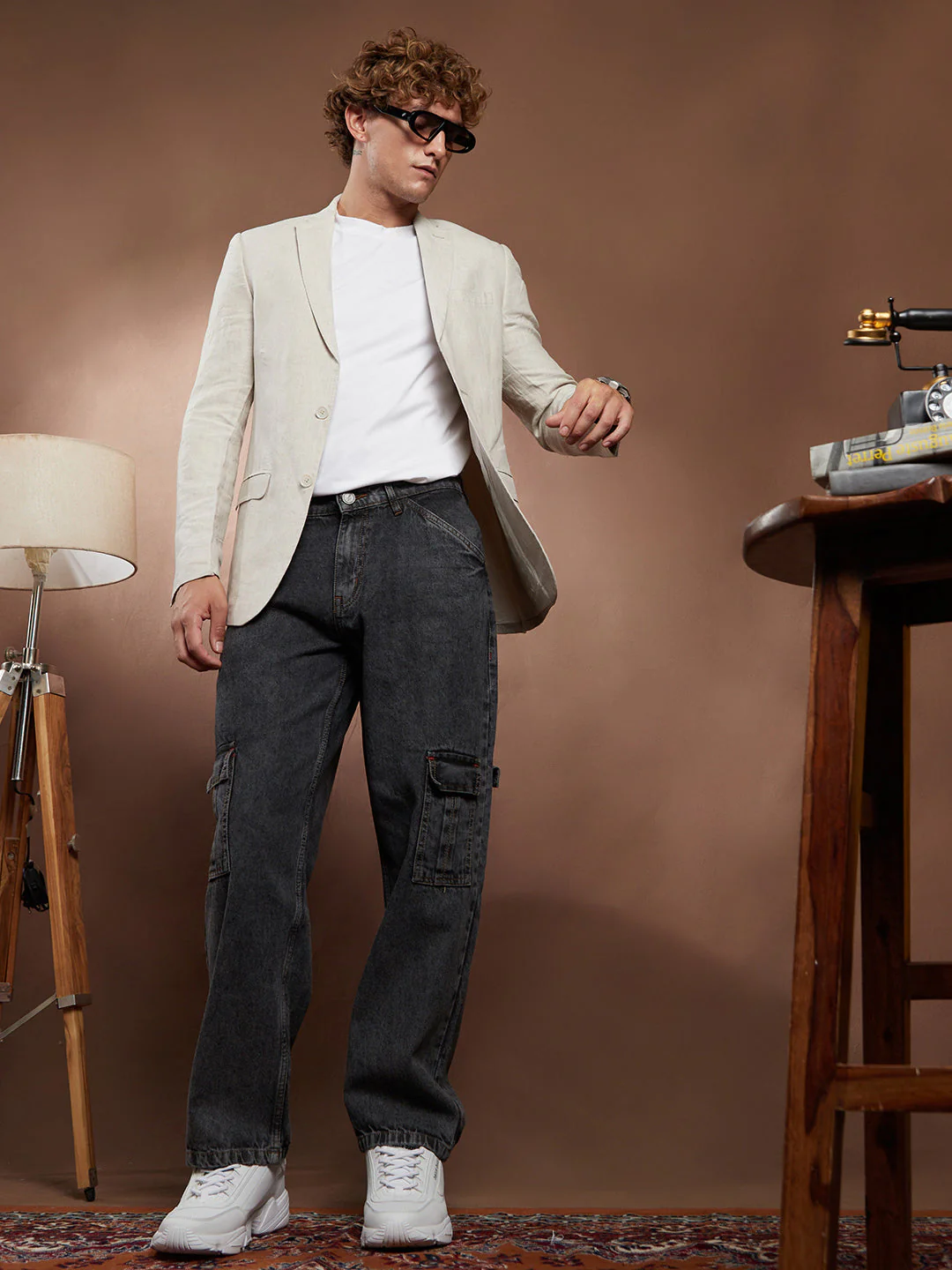 Acid-Wash Utility Denim Jeans - Image 6