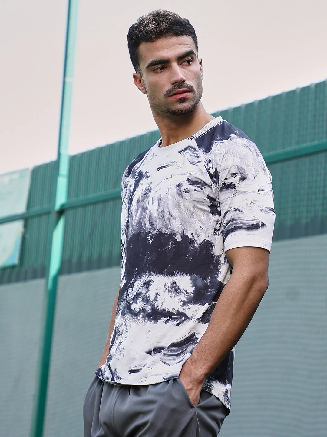 Contrast-Brushed Activewear T-Shirt - Image 3
