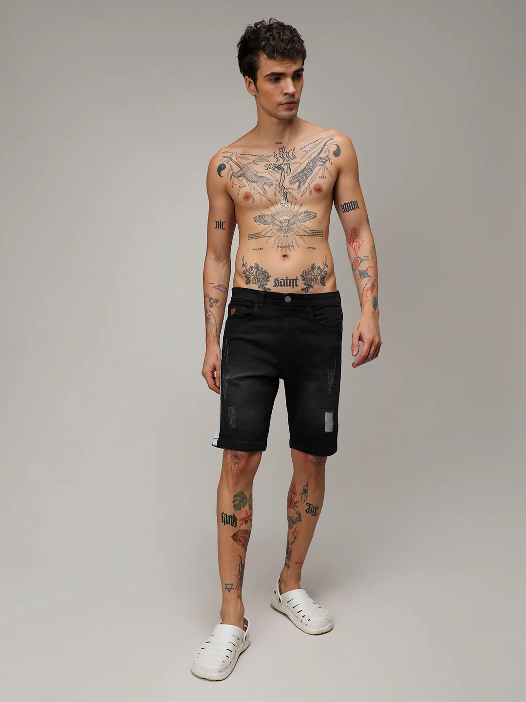 Heavy Distressed Cargo Denim Shorts - Image 5