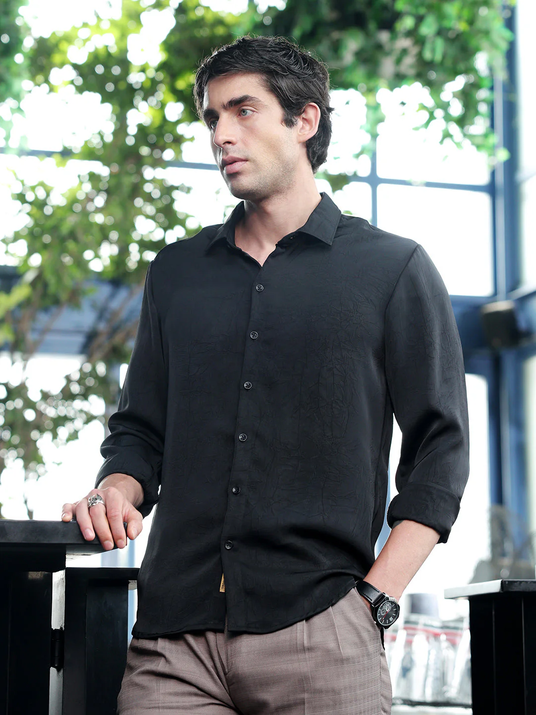Solid Crushed Shirt - Image 3