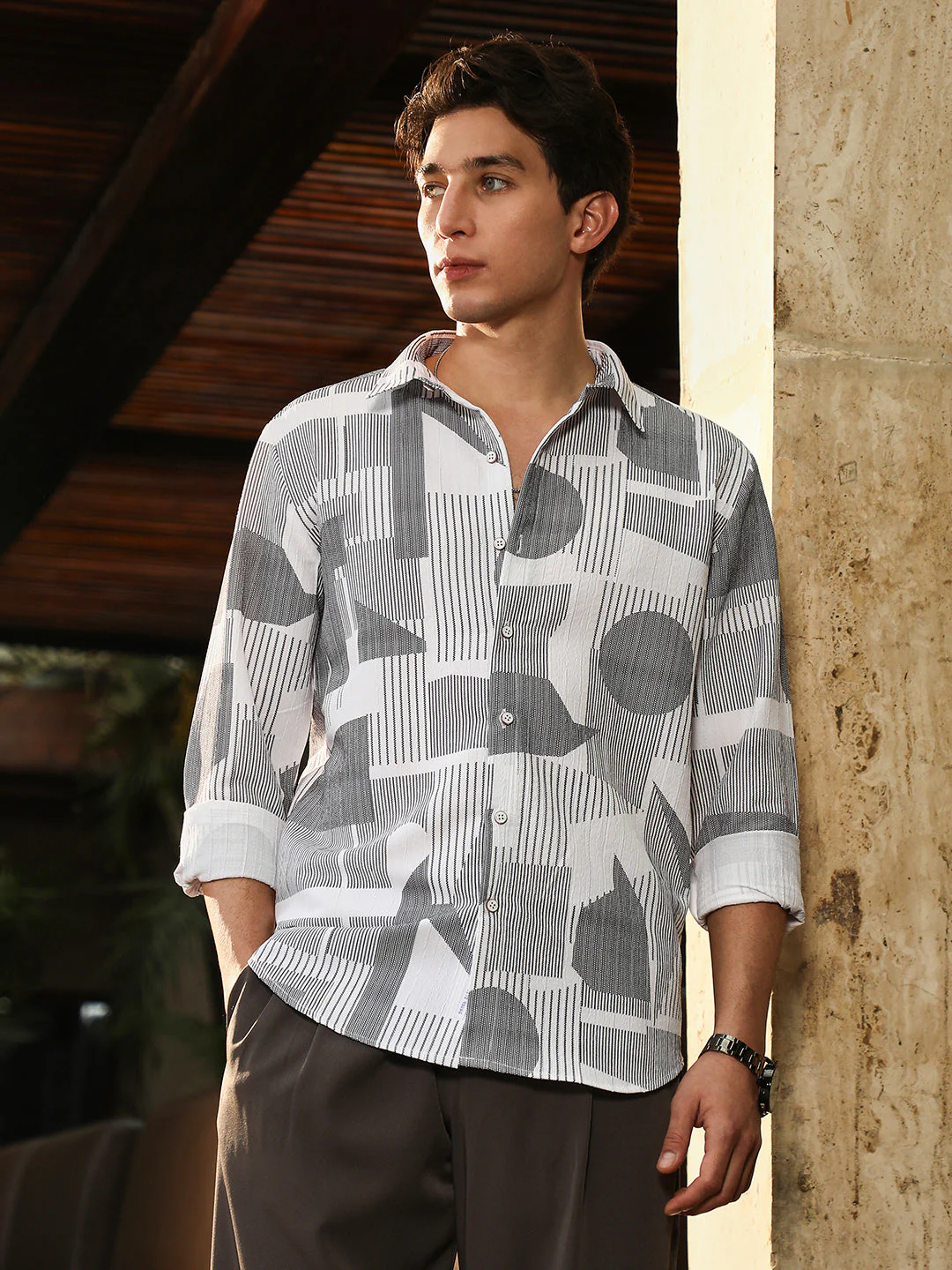 Abstract-Geometric Imprint Shirt - Image 2
