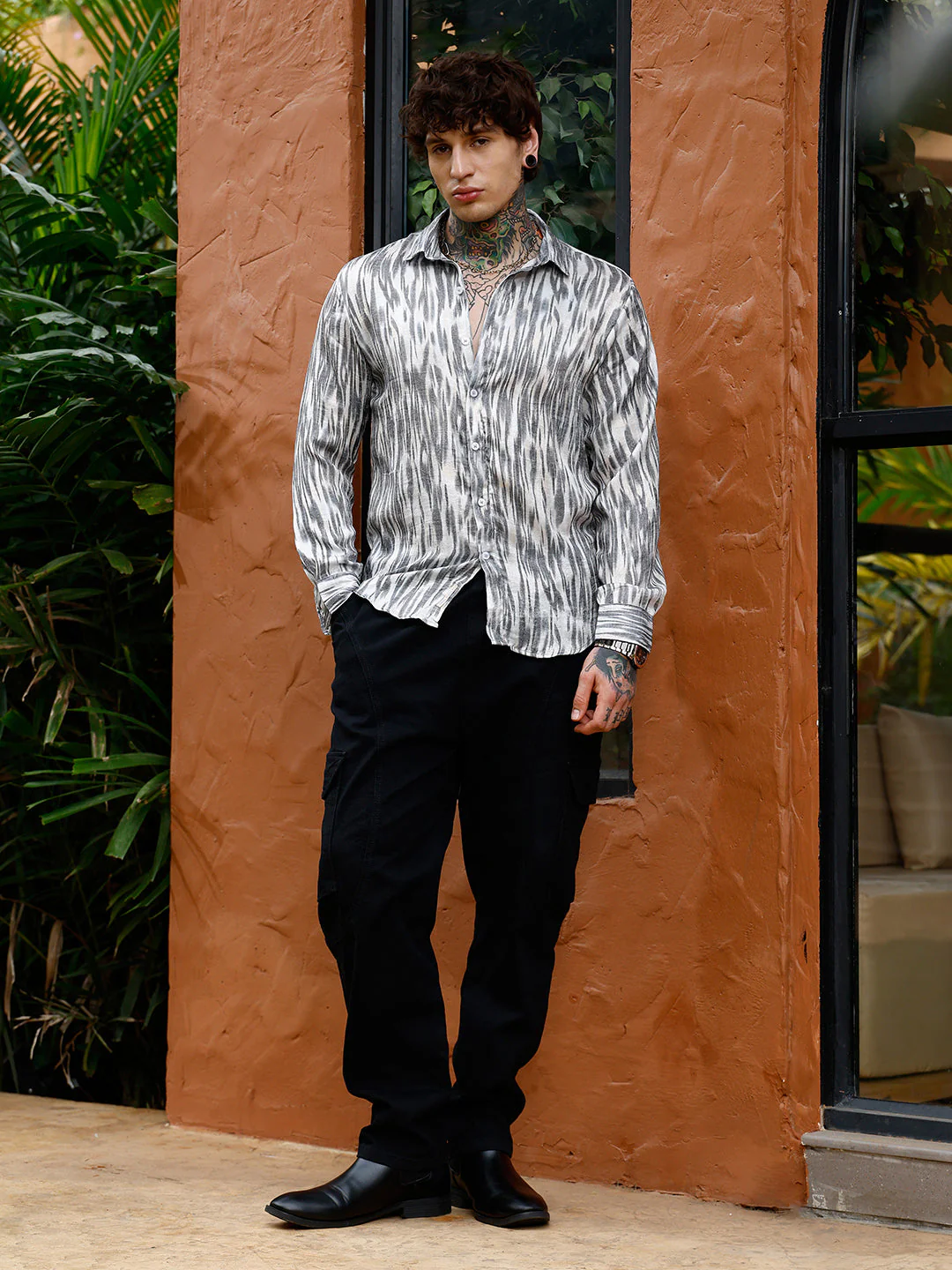 Contrast-Brush Imprint Shirt - Image 5