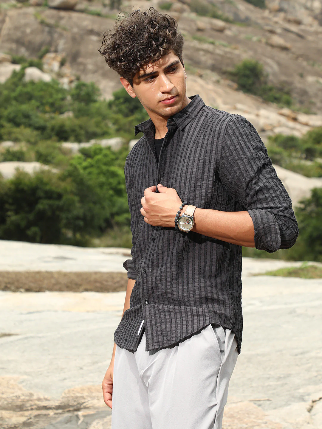 Edgy-Stripe Jacquard Shirt - Image 3