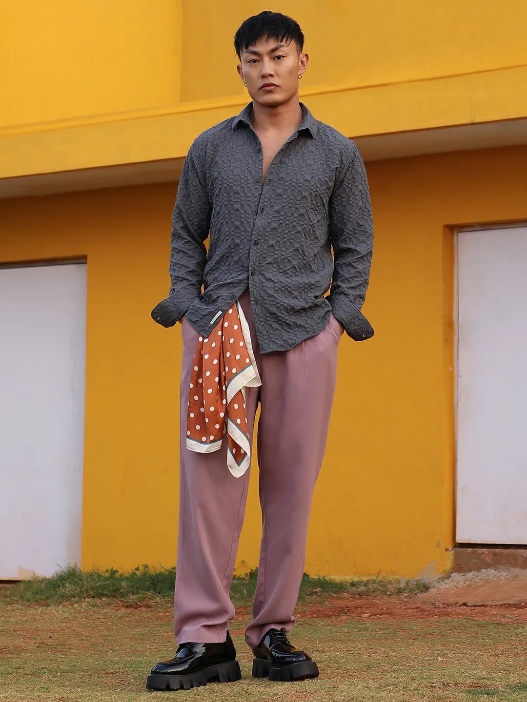 Embossed Geometric Shirt - Image 3