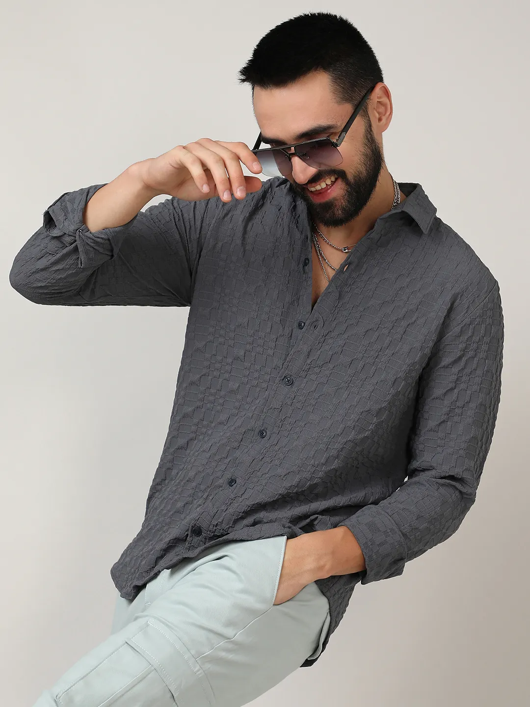Embossed Geometric Shirt - Image 7