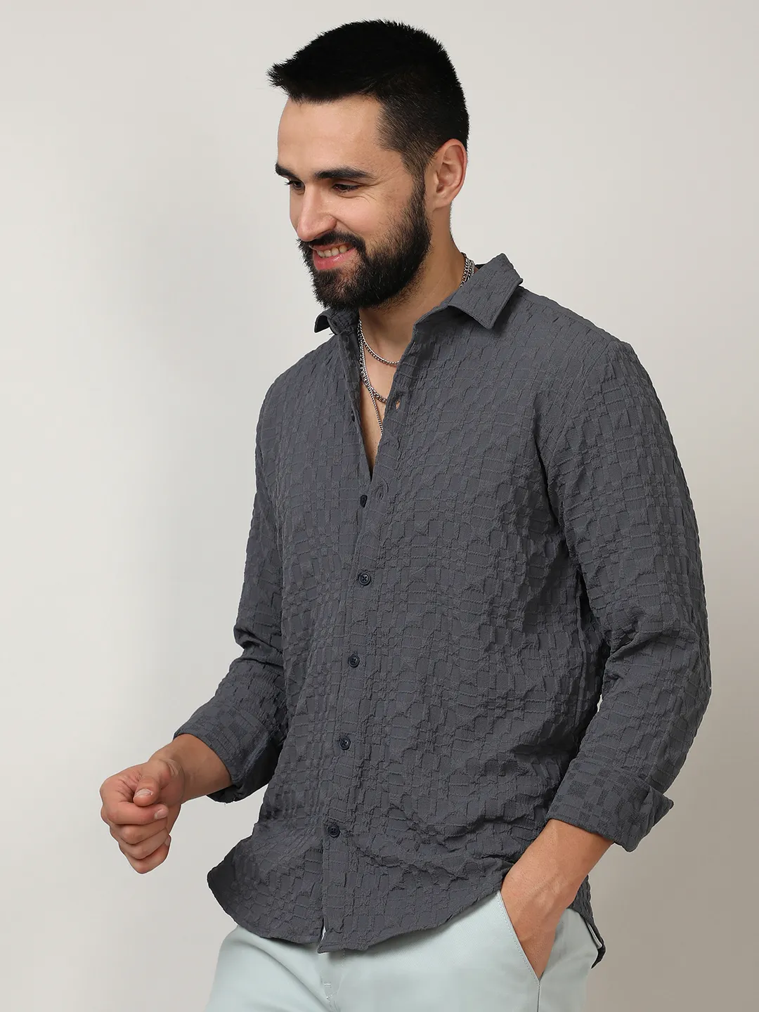 Embossed Geometric Shirt - Image 9