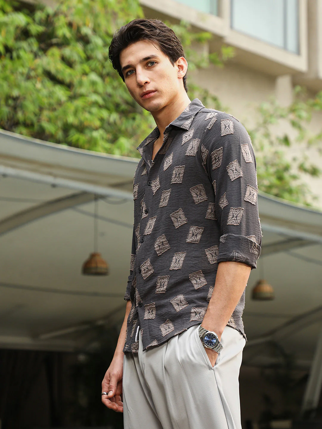 Folk-Block Jacquard Shirt - Image 3