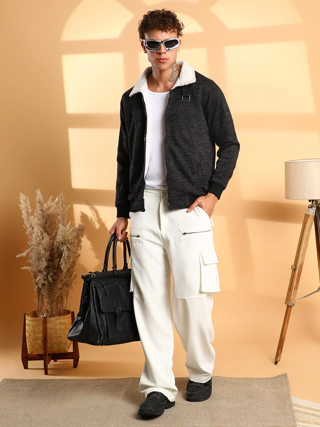 Heathered Jacket With Fleece Detail - Image 6