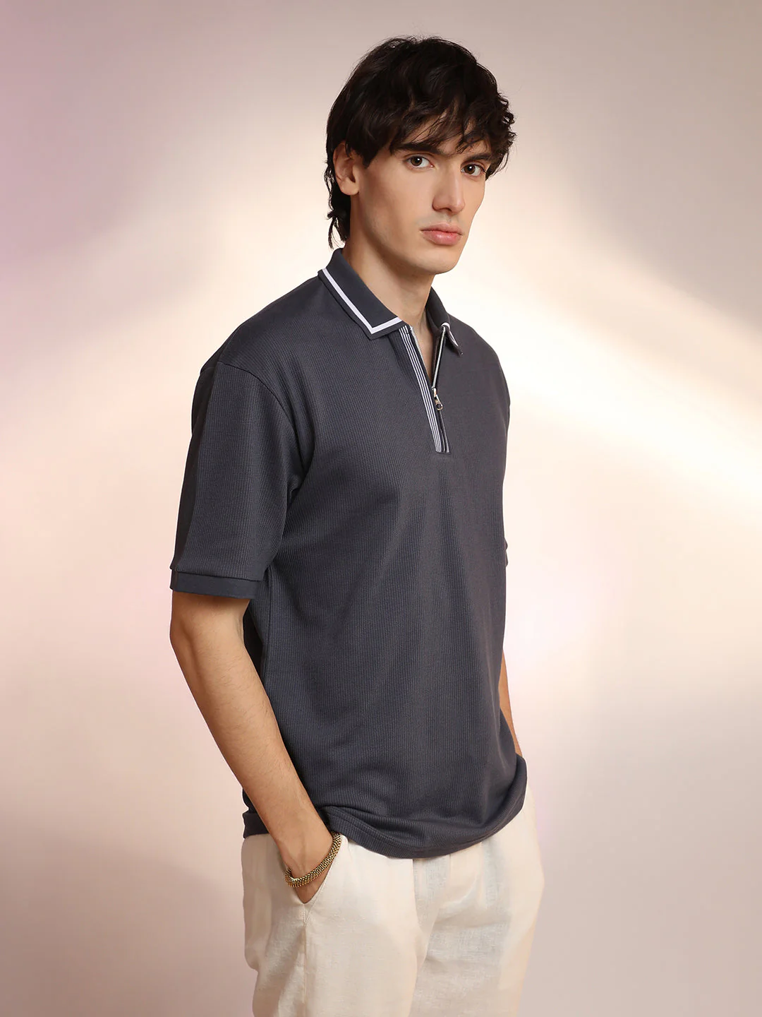Micro-Waffle Polo T-Shirt - Image 3