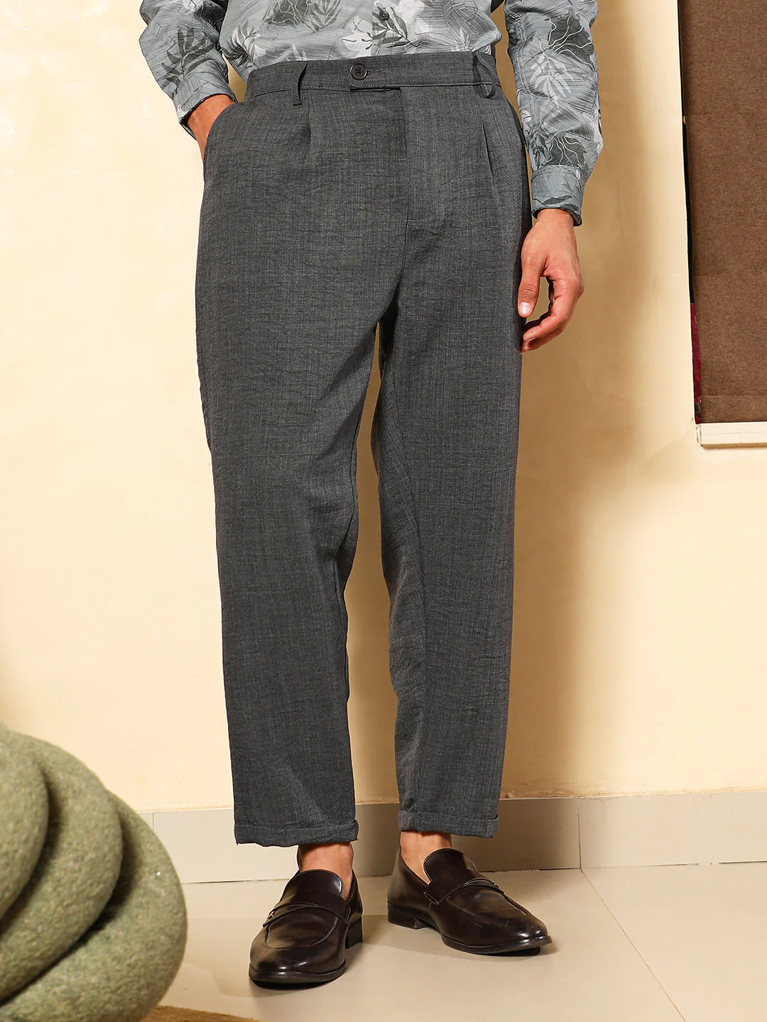 Pleated-Dobby Tailored Trousers - Image 2