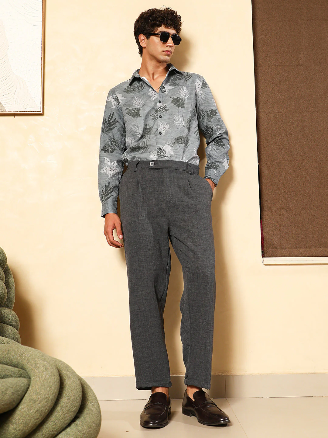 Pleated-Dobby Tailored Trousers - Image 5