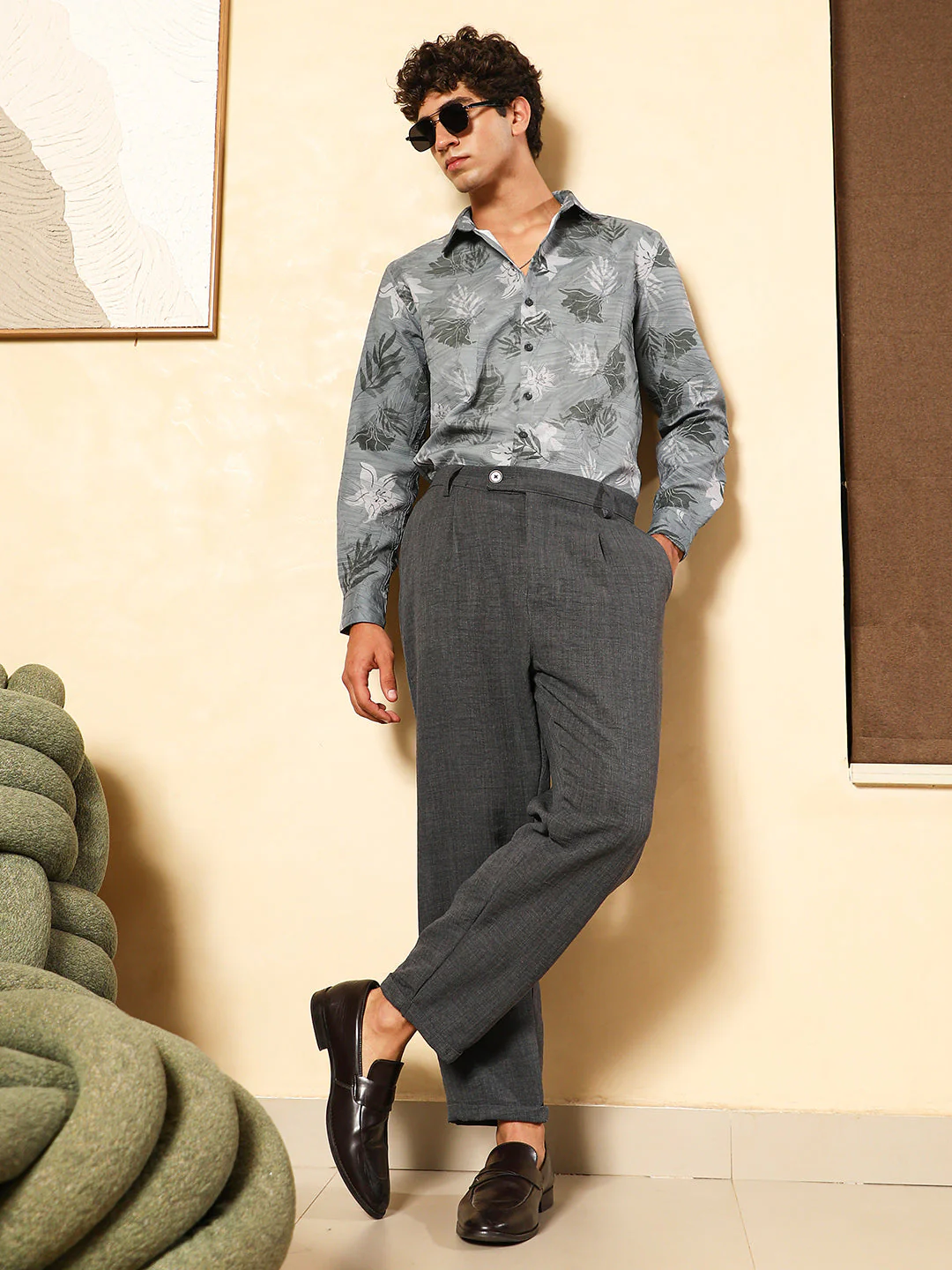 Pleated-Dobby Tailored Trousers - Image 6