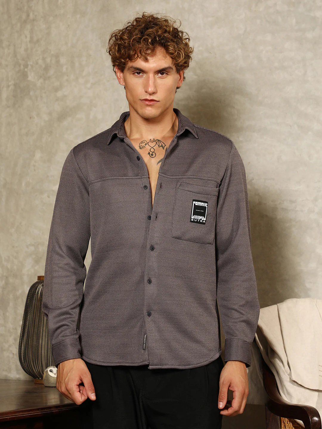 Ribbed-Knit Utility Shirt - Image 2