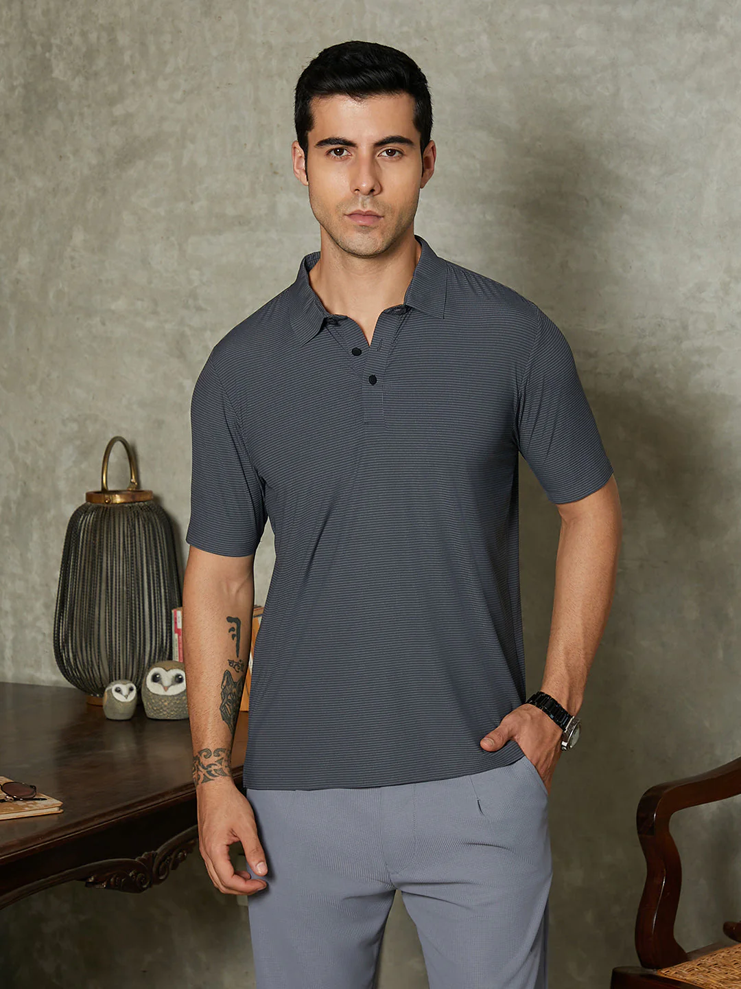 Seamless Striped Polo T-Shirt - Image 2