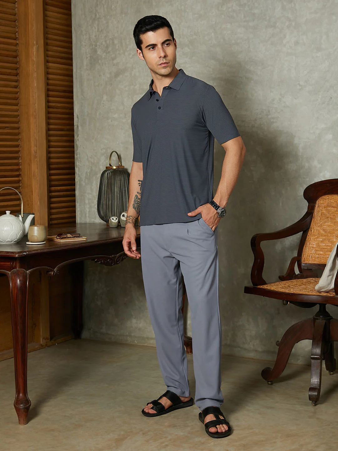 Seamless Striped Polo T-Shirt - Image 5