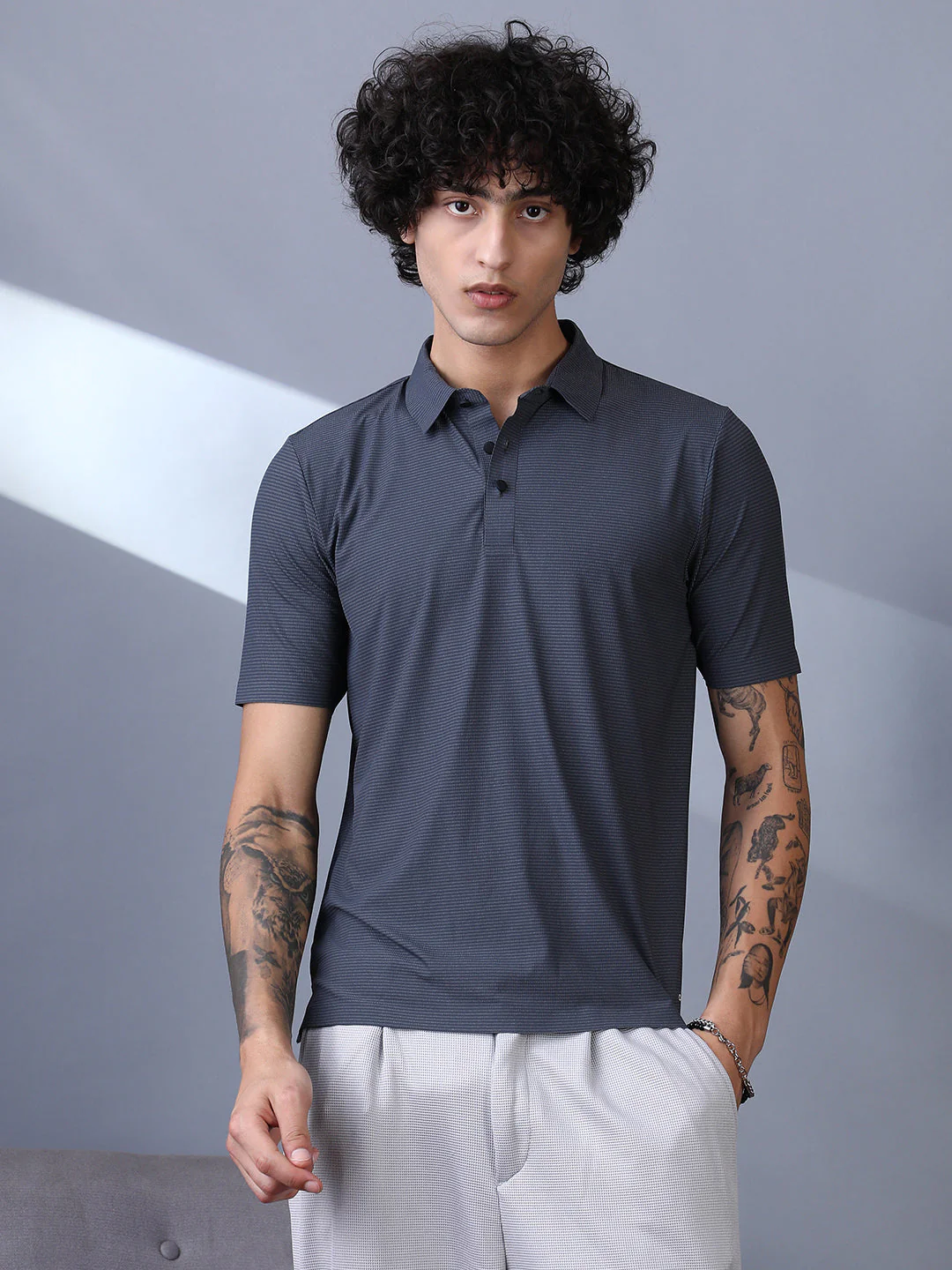 Seamless Striped Polo T-Shirt - Image 2