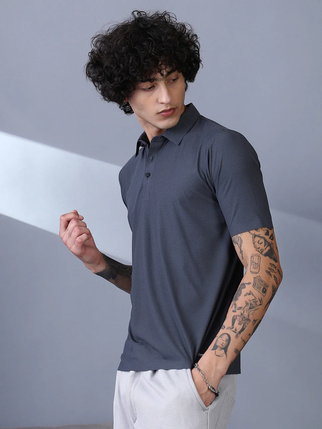 Seamless Striped Polo T-Shirt - Image 3