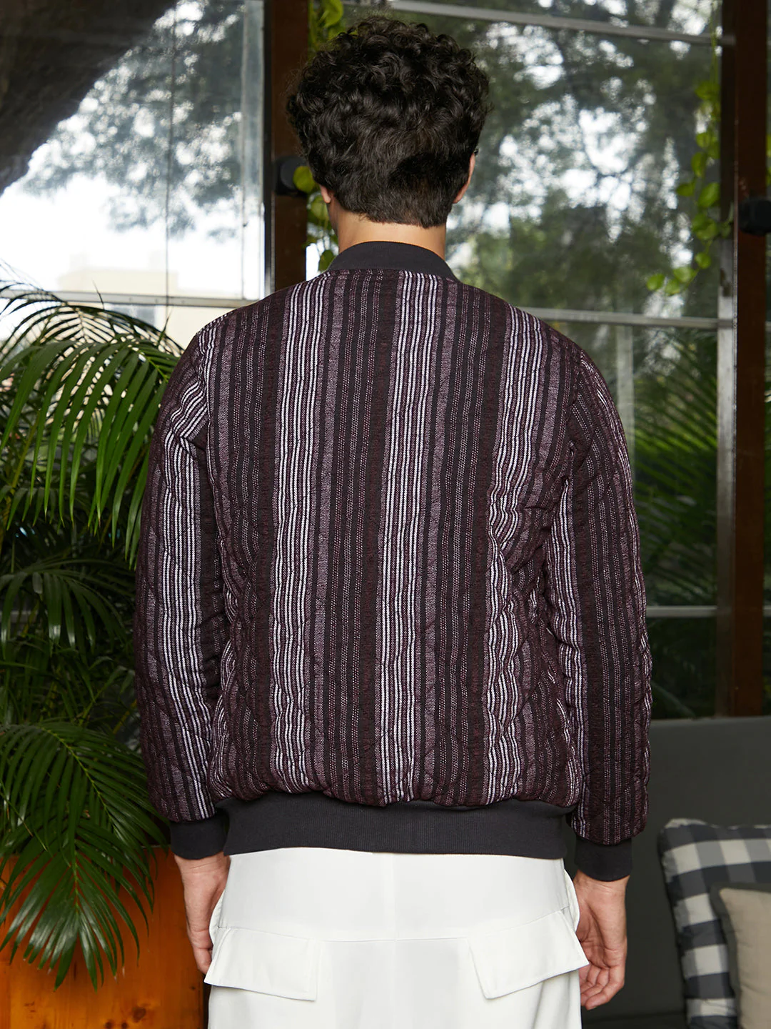Striped Quilted Bomber Jacket - Image 4