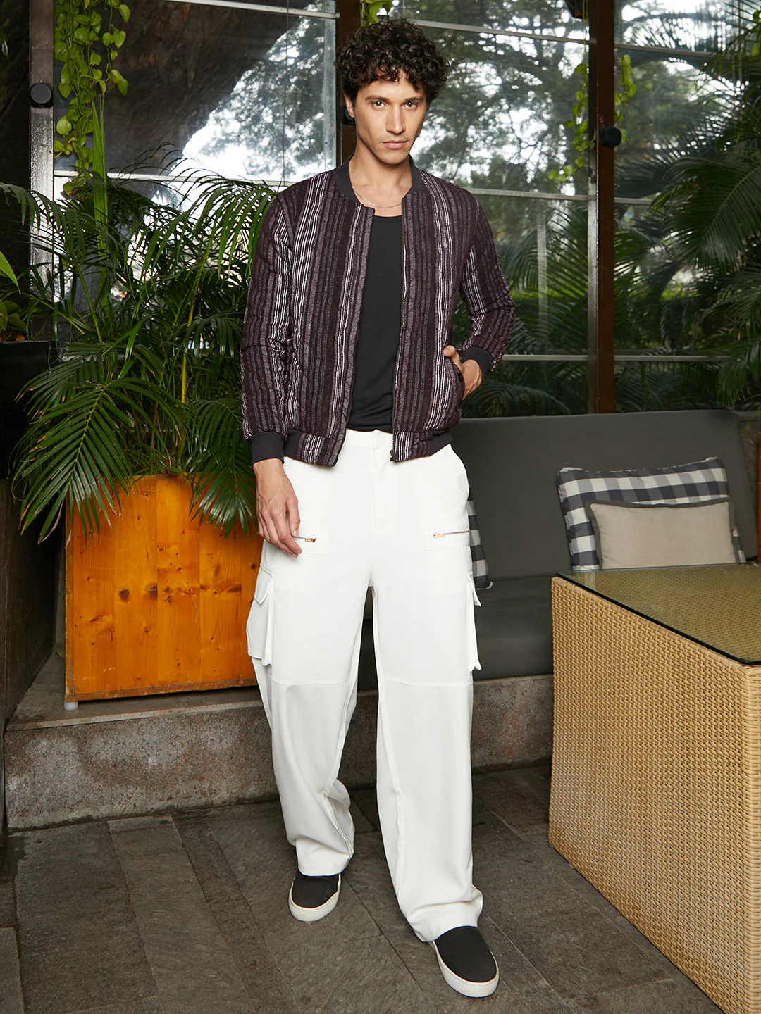 Striped Quilted Bomber Jacket - Image 5