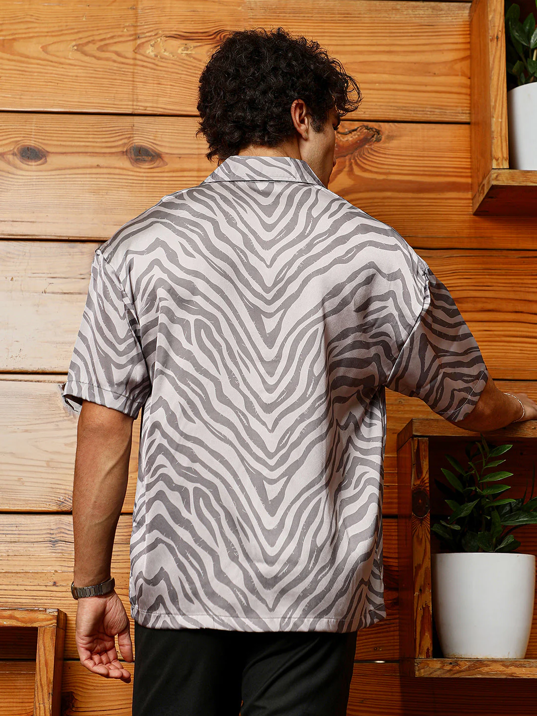 Zebra Satin Oversized Shirt - Image 4