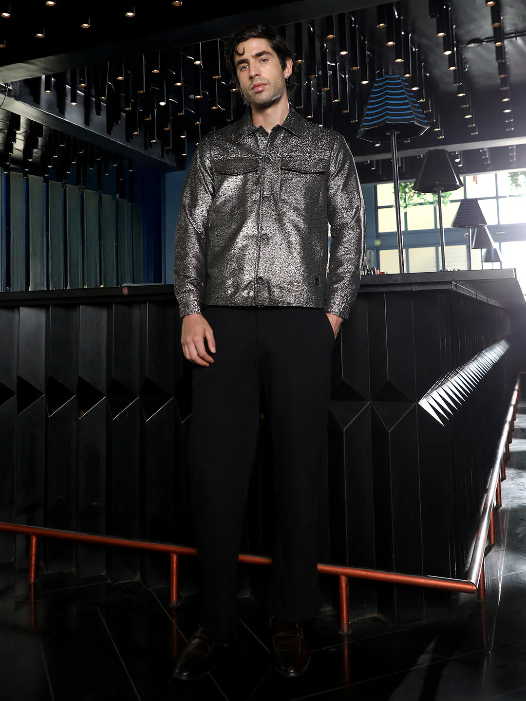 Gleam Utility-Jacquard Bomber Jacket - Image 5