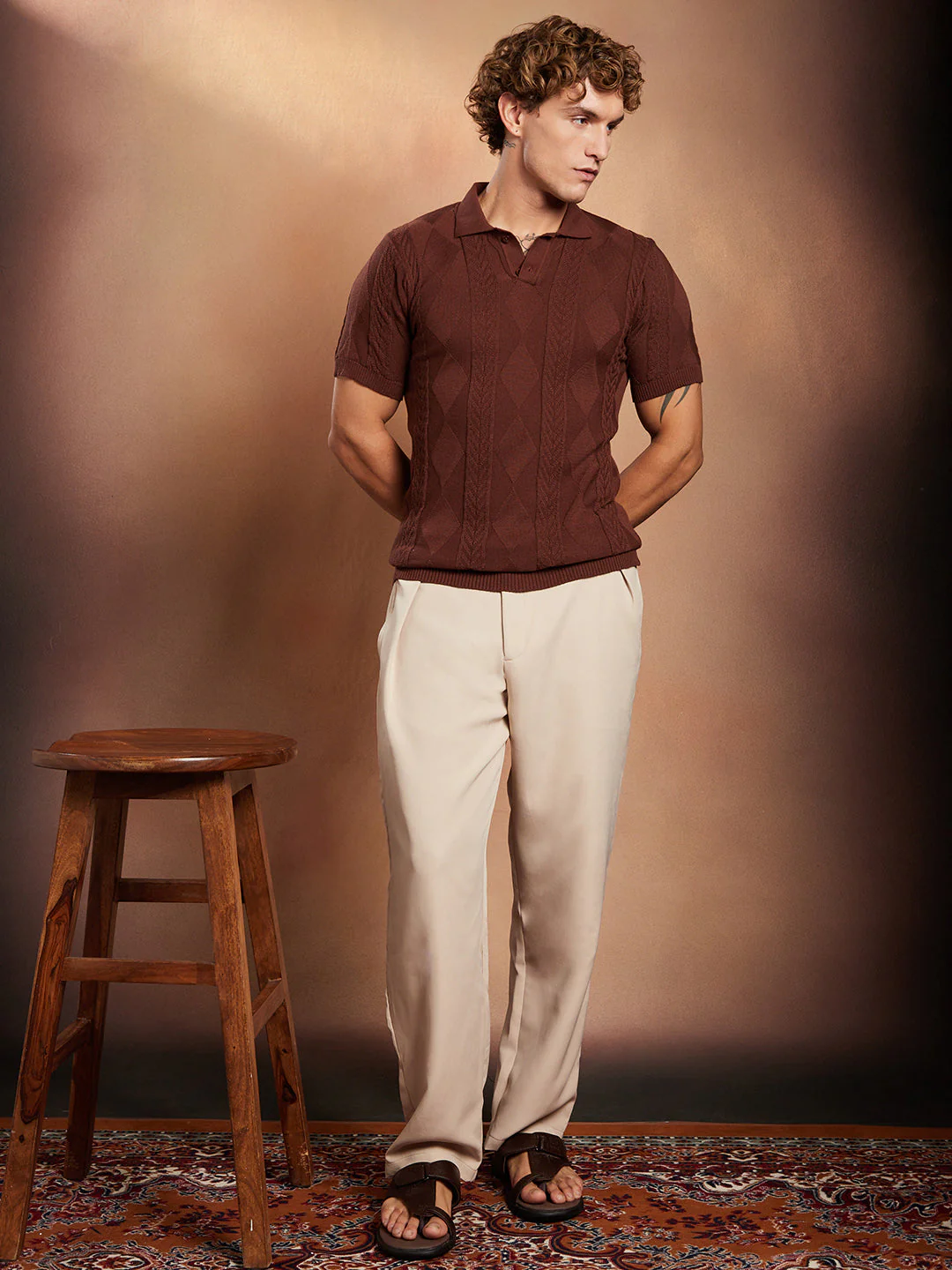 Argyle-Tactile Polo T-Shirt - Image 5