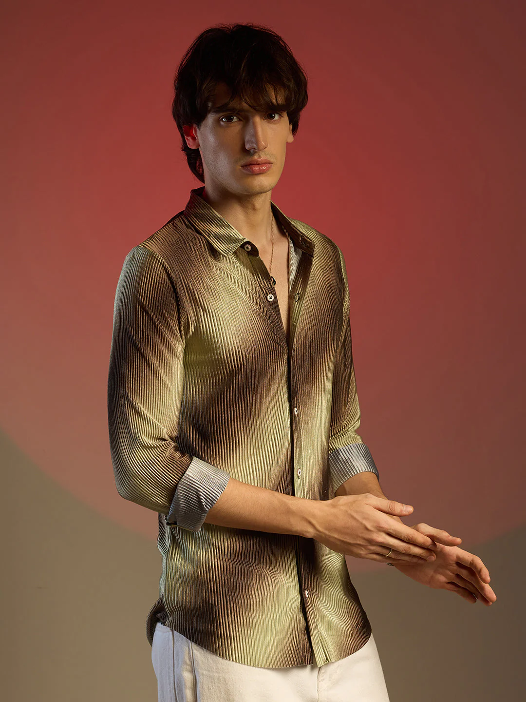 Ombre-Pleated Shirt - Image 3