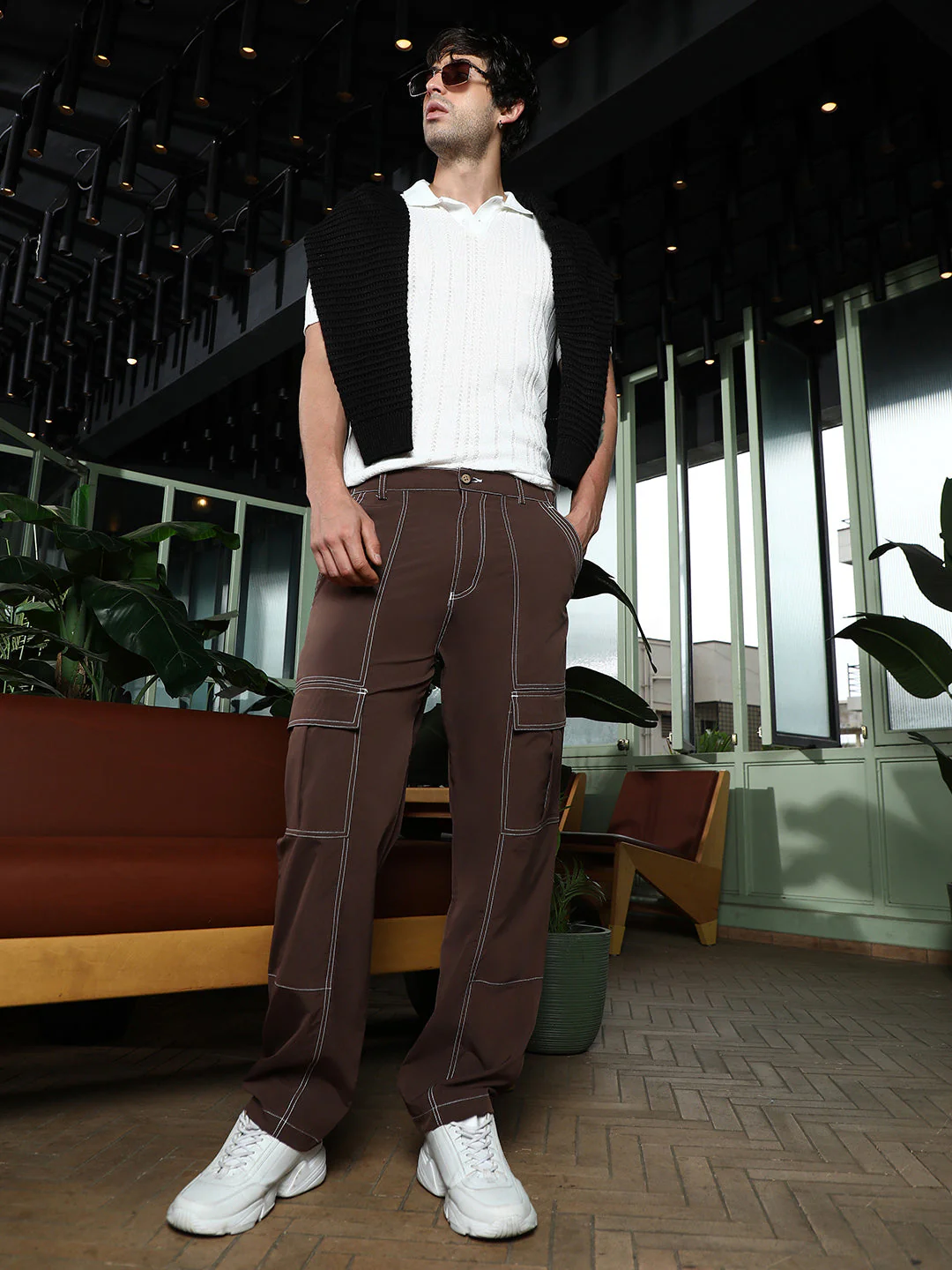 Contrast-Stitch Utility Trousers - Image 6