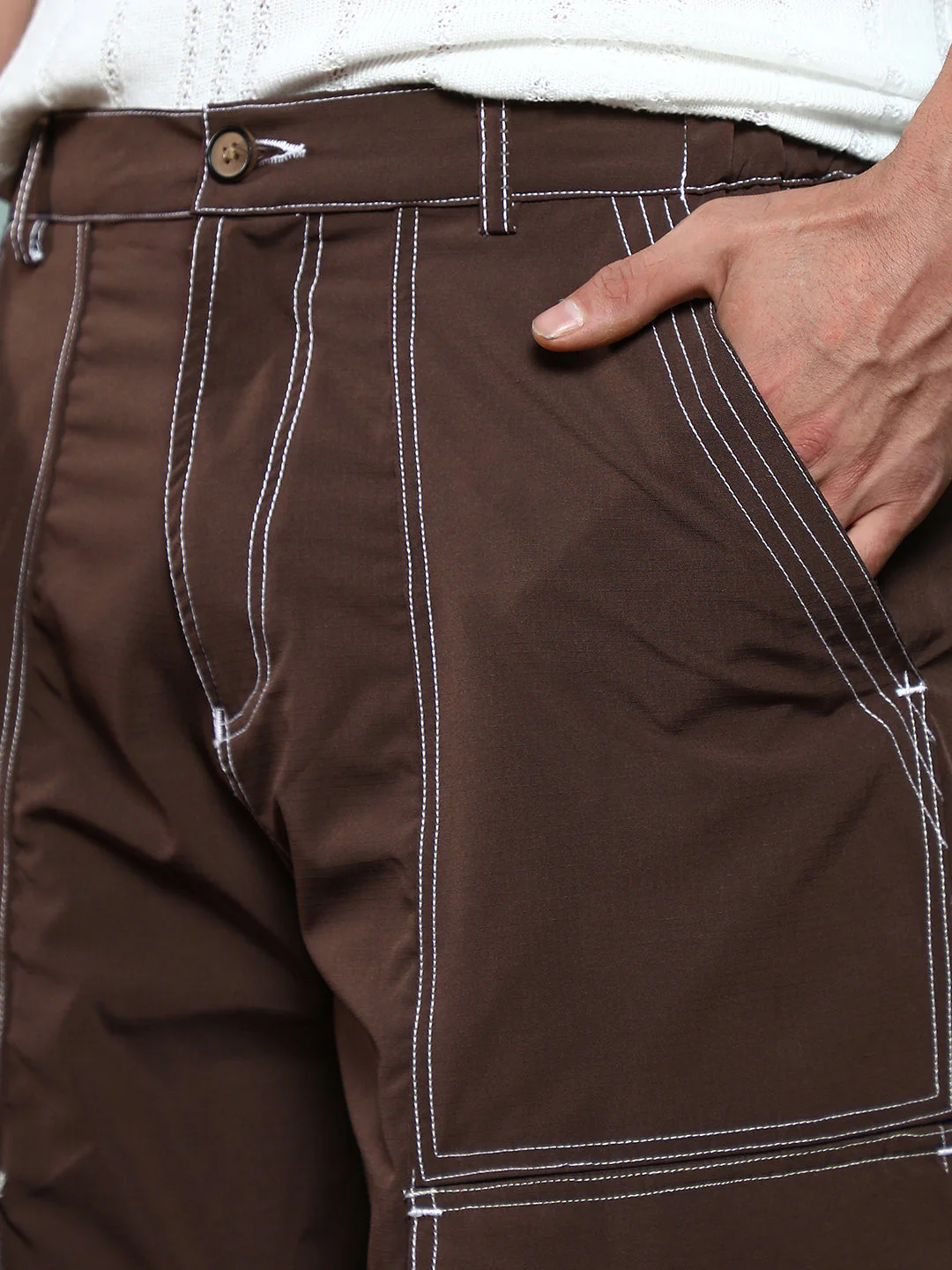 Contrast-Stitch Utility Trousers - Image 7