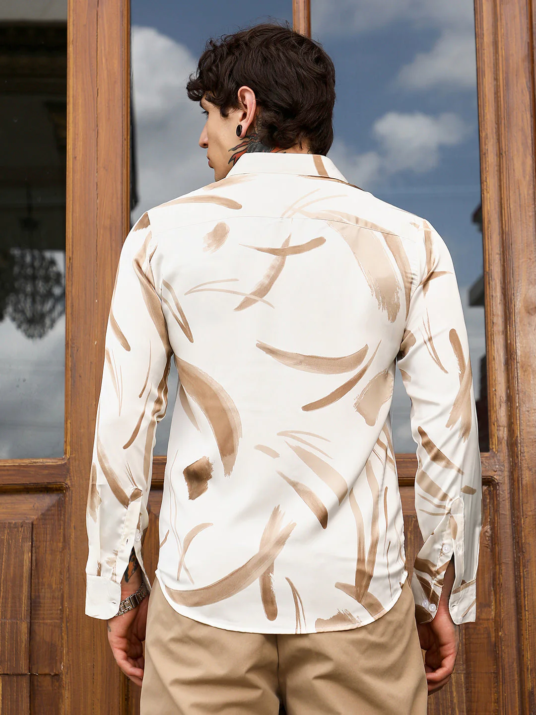 Contrast-Strokes Imprint Shirt - Image 4
