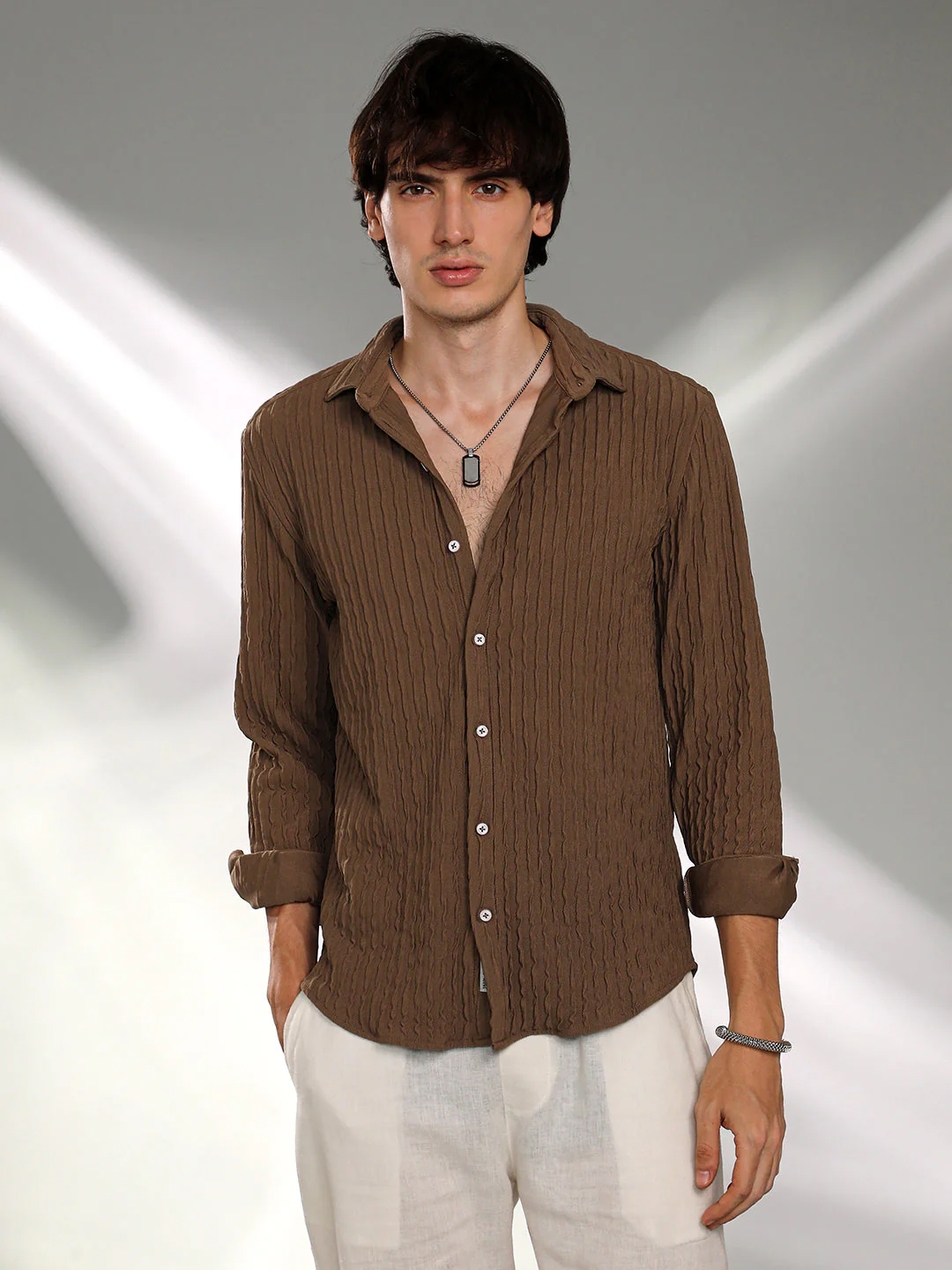 Crease-Stripe Textured Shirt - Image 2