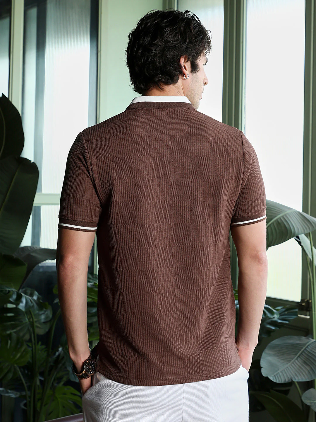 Cuboid-Jacquard Polo T-Shirt - Image 4