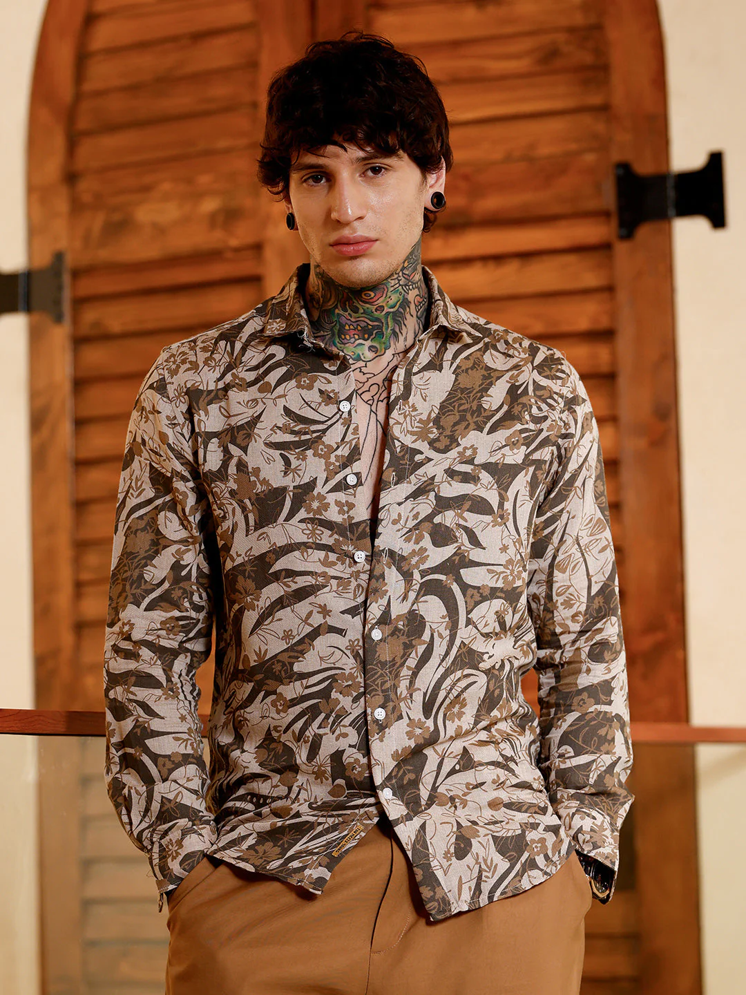 Floral-Block Imprint Shirt - Image 2