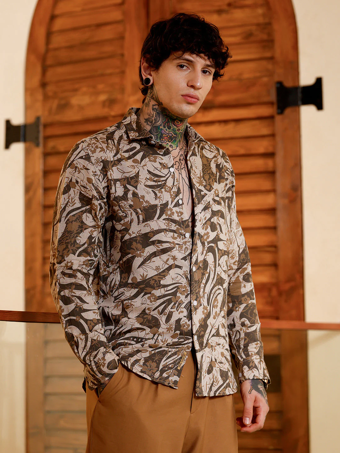 Floral-Block Imprint Shirt - Image 3