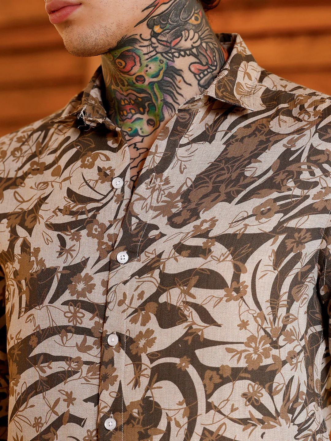 Floral-Block Imprint Shirt - Image 7