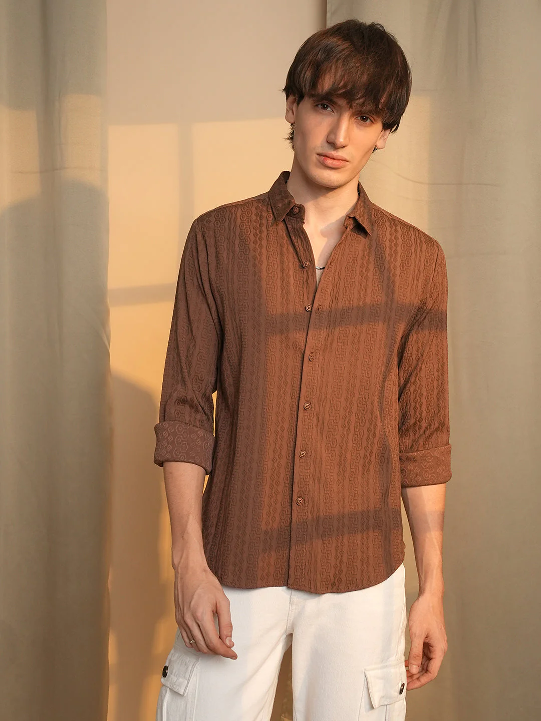 Geometric-Textured Knit Shirt - Image 2